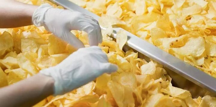 Mass production of potato chips