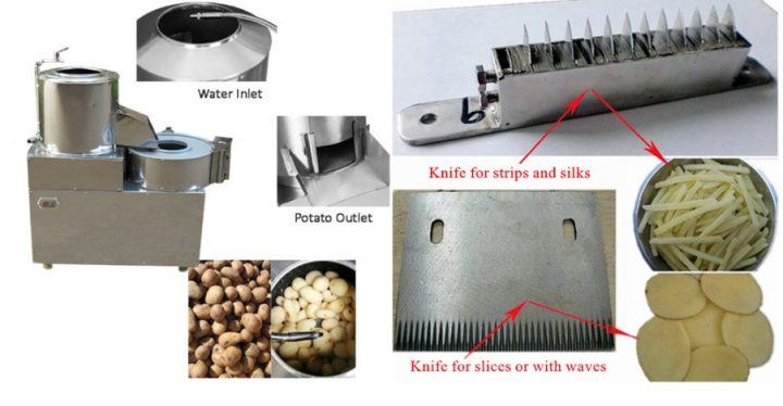 detalhes da máquina de lavar e descascar batatas