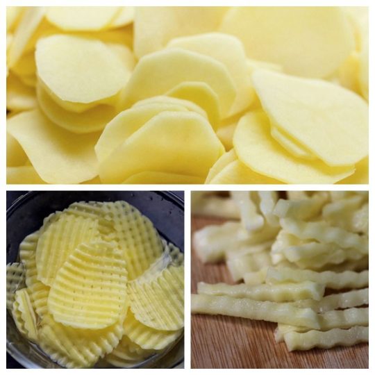 vários efeitos de corte de batata