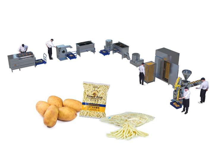 semi-automatic frozen french fries processing plant