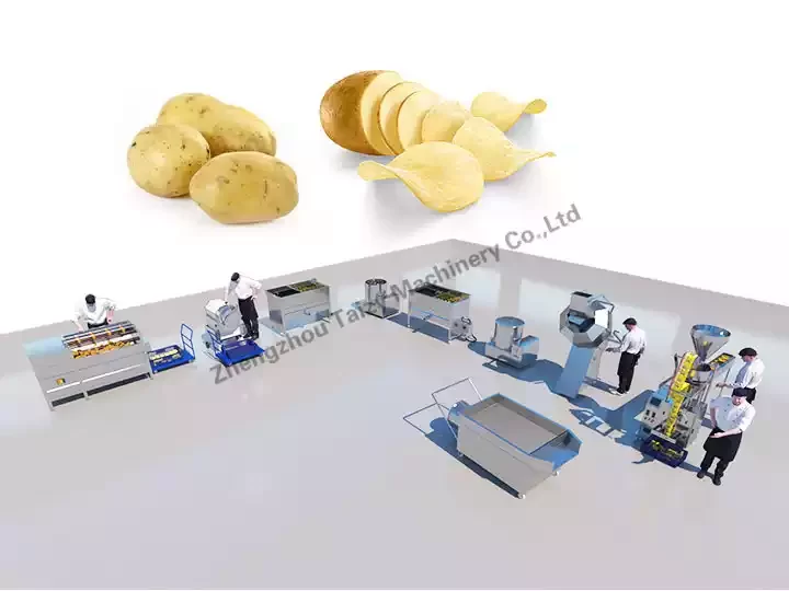 Planta de processamento pequena de batatas fritas 100KGH