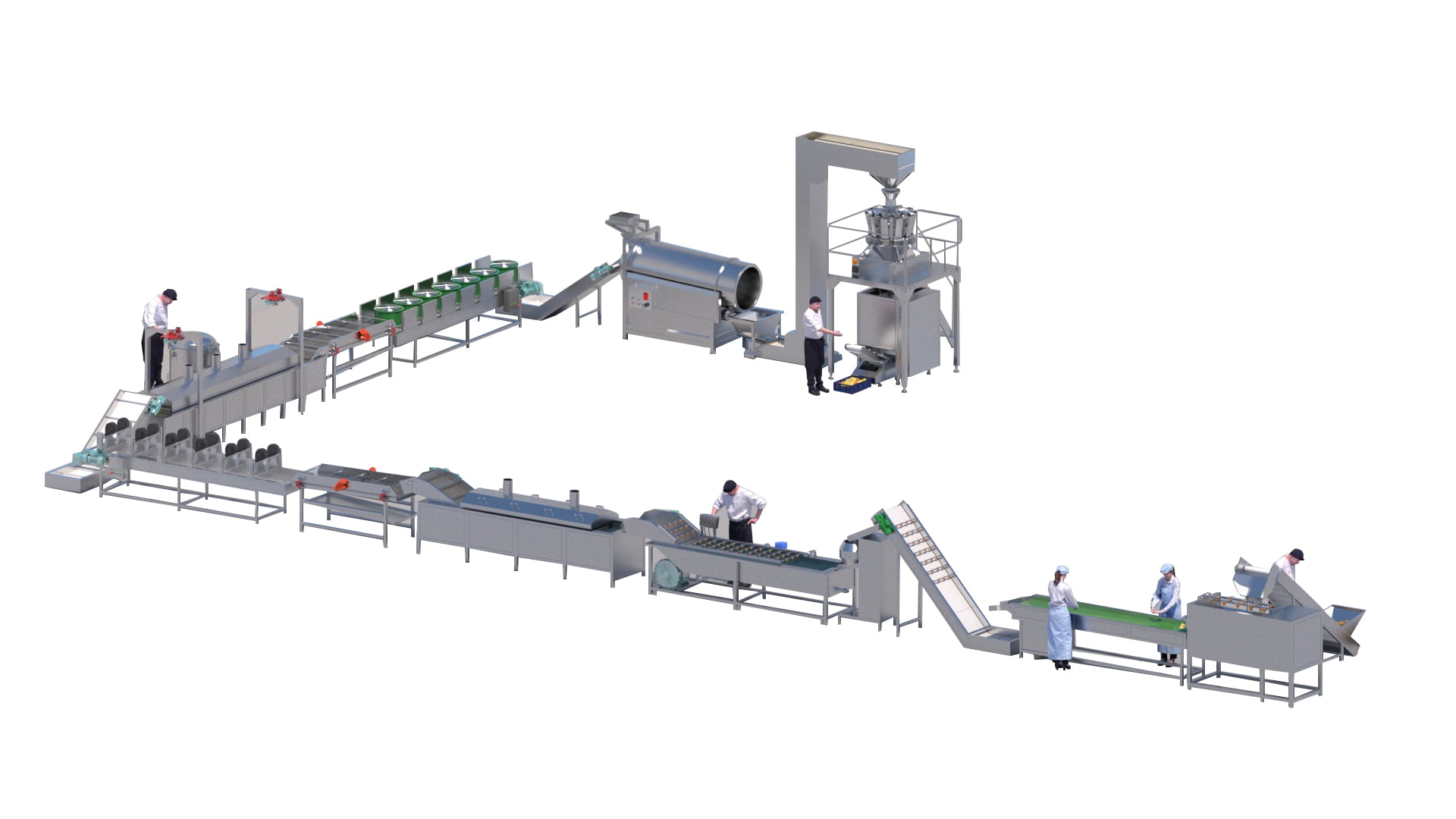 500kg/h automatic potato chips processing line